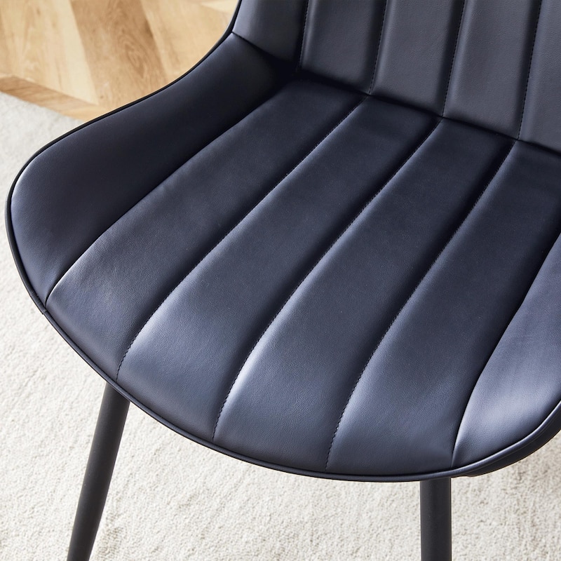 Roomfitters PU Dining Chairs with Extended Cushions and Metal Legs, Ergonomic Design Set of 4 for Modern Homes