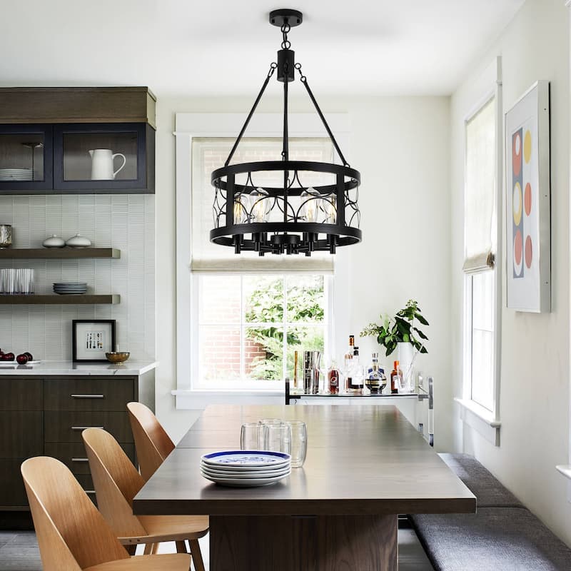 19.68-inch Retro Elegant 6-Light Metal Chandelier with Adjustable Height
