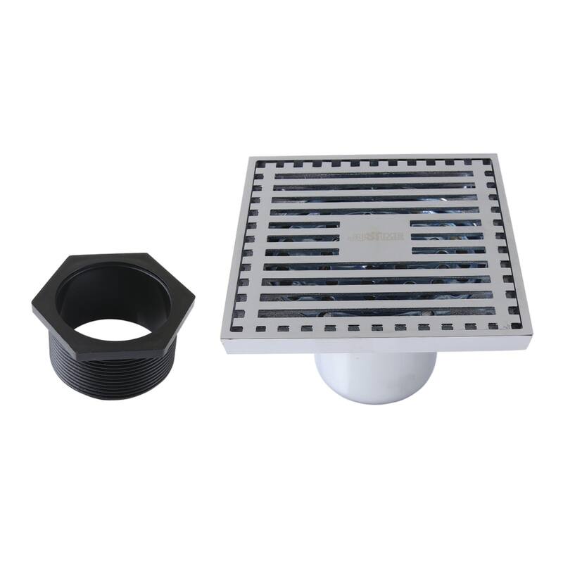 Watercourse 4-Inch Square Shower Drain - Polished Chrome