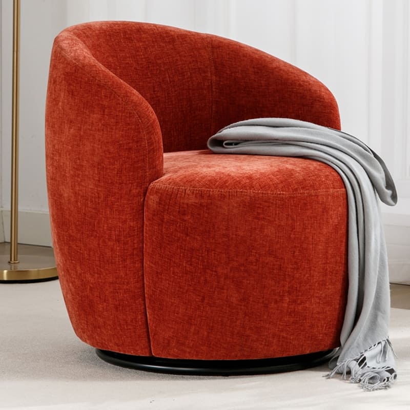 Chenille Fabric Swivel Accent Armchair Barrel Chair