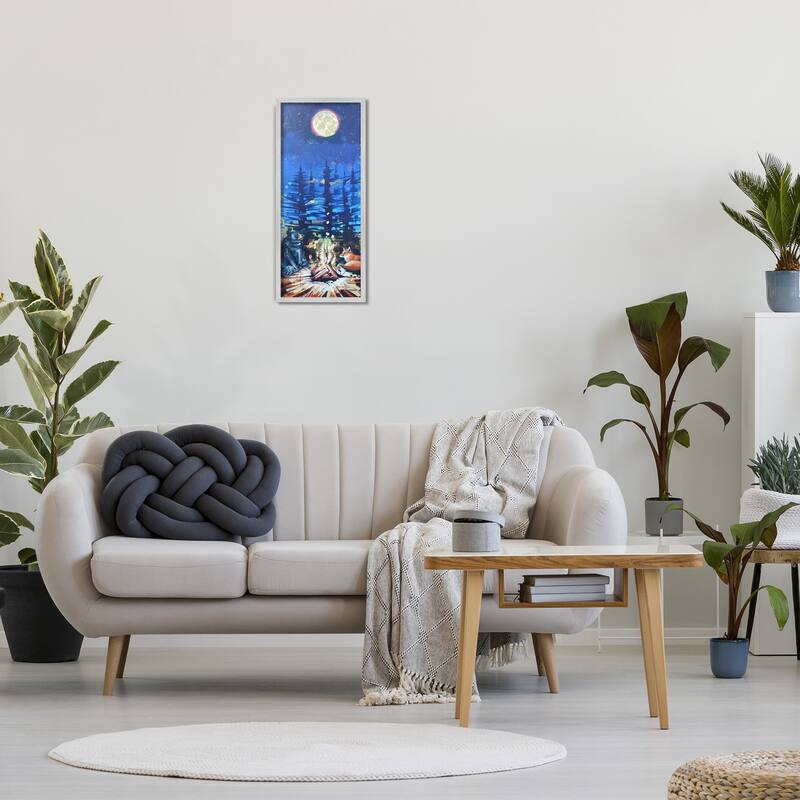 Stupell Wildlife Camper Bear Fox Sitting Nighttime Bonfire Framed Wall Art - Multi-Color