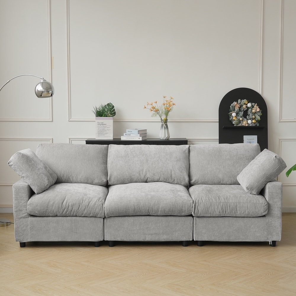 Modern Convertible Sectional Sofa Couch, 100" Cloud Modular Couches 3 Seat Sectional Sofas for Living Room