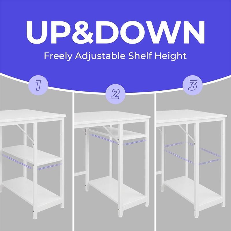 Computer Desk with Drawers and Storage Shelves