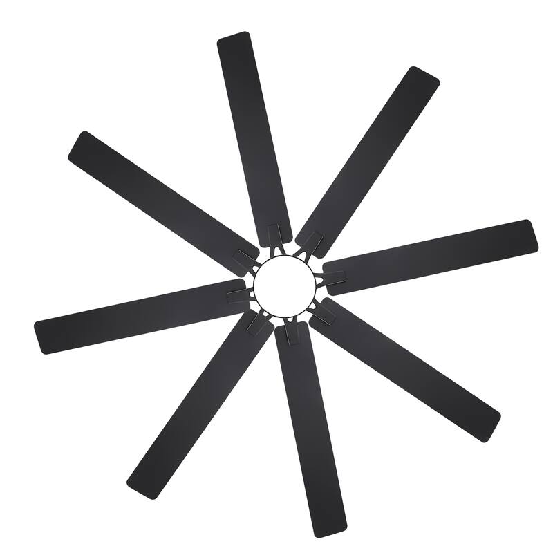 72 Inch Black Large Ceiling Fan with Light and Remote(8-Blade) - Satin Nickel