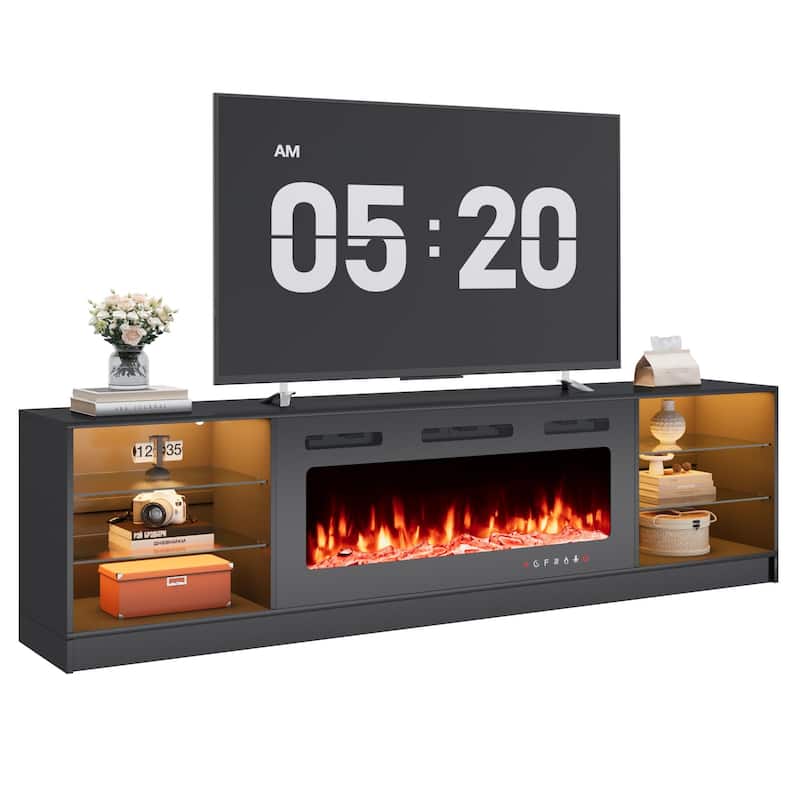 EROMMY Electric Fireplace TV Stand, Living Room Media Storage Cabinet and Entertainment Console