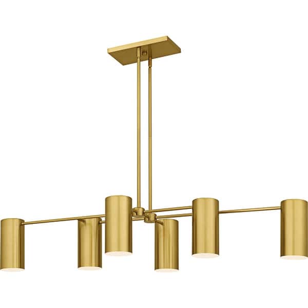 slide 2 of 10, Foreland 6-Light Brushed Gold Linear Chandelier