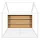 preview thumbnail 10 of 12, Full Size House Bed Frame with Roof Design, Metal Platform Bed with Storage Shelves