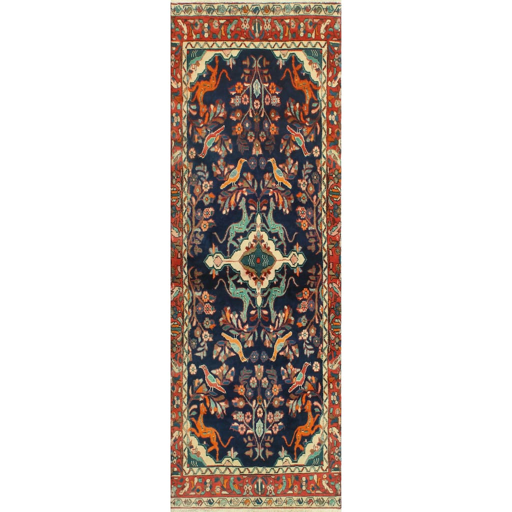 Fine Vintage Distressed Alera Navy/Rust Runner - 3'0" x 8'10"