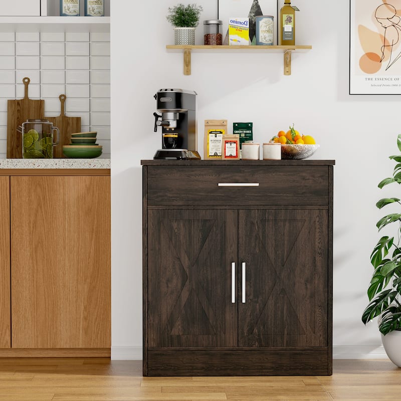 Futzca Multifunctional Storage Cabinet with Adjustable Shelves - Brown/Brown