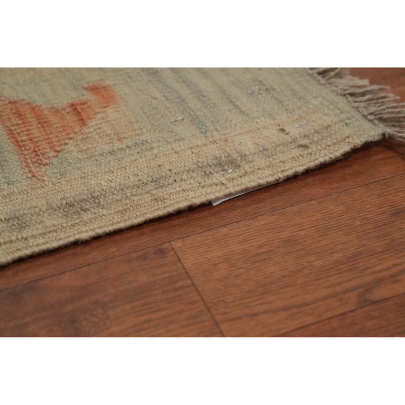Hand Woven Oriental 100% Wool Carpet Southwestern Modern Multi-Colored Kilim Area Rug - 5' 11'' X 4' 5''