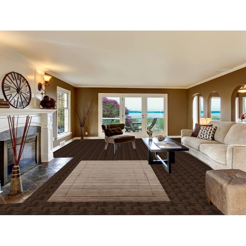 Striped Gabbeh Indian Area Rug Hand-Knotted Wool Carpet - 5'0"x 7'10"