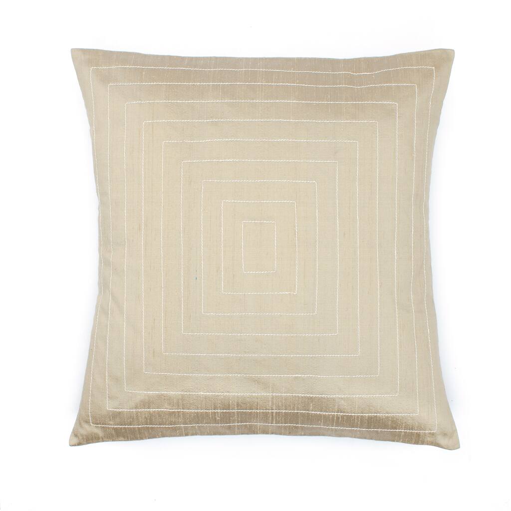 Jiti Taupe Casual Geometric Square Accent Handmade Linen Pillow