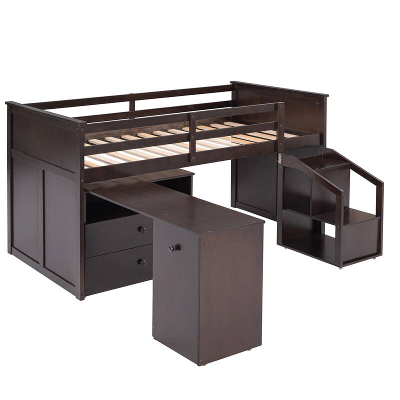 Low Study Twin Loft Bed with Storage, Desk, Multiple Colors Bed Bath & Beyond 38398581
