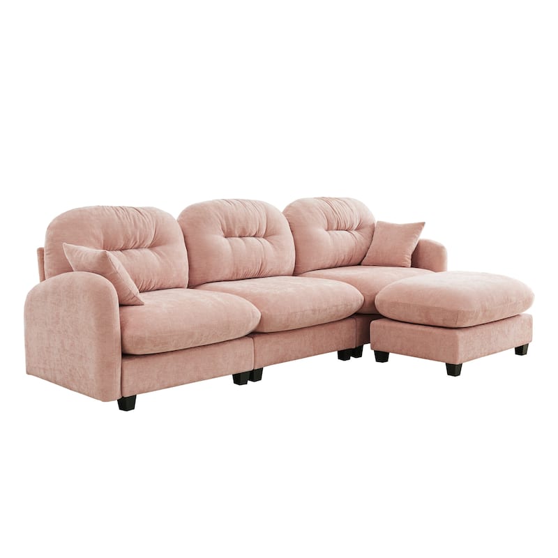 GDF Studio - Amori Modular Modern Chenille L-Shaped Sectional Sofa with Ottoman and Tufted Cushion Backrest