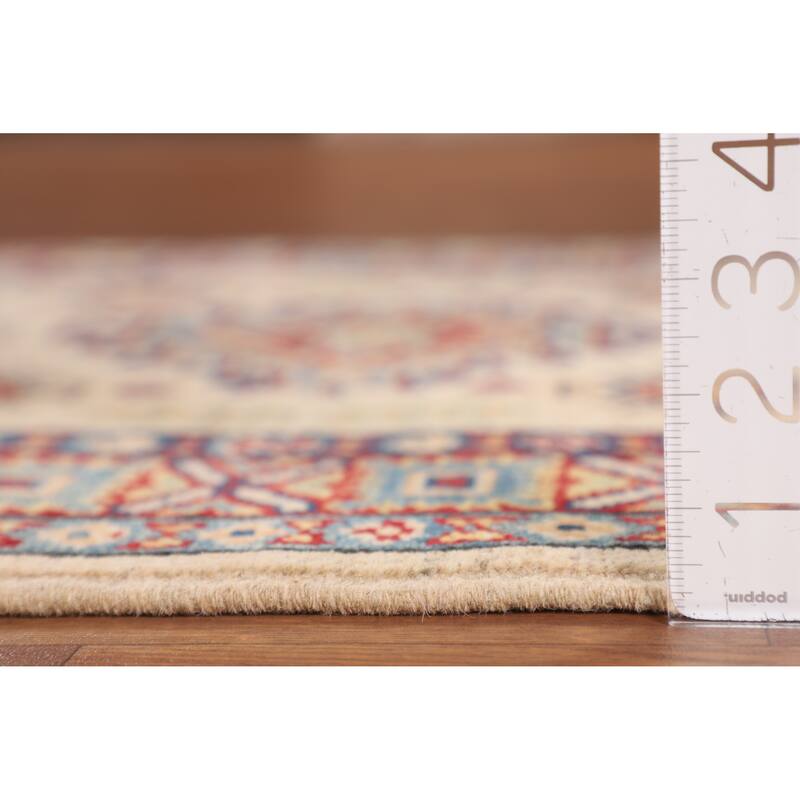 Geometric Kazak Rug Handmade Wool Carpet - 2'10" x 4'3"