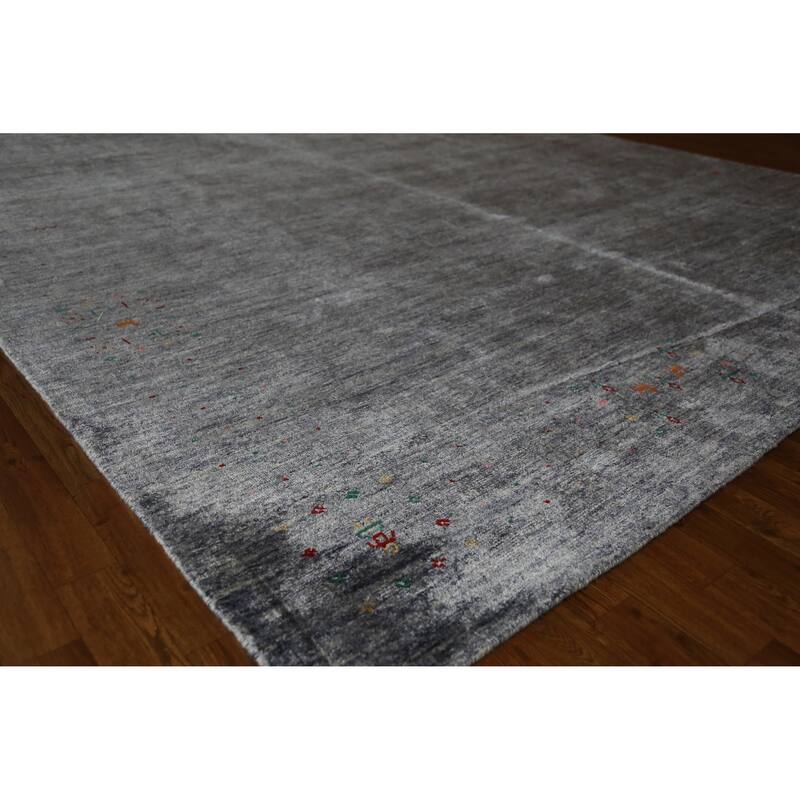 Hand Knotted Oriental 100% Wool Carpet Tribal Tribal Greys & Charcoal Gabbeh Area Rug - 12' 1'' X 9' 4''