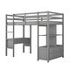 preview thumbnail 30 of 28, Full Size Multifunctional Loft Bed with Two Drawers, and Storage Shelves and Drawers