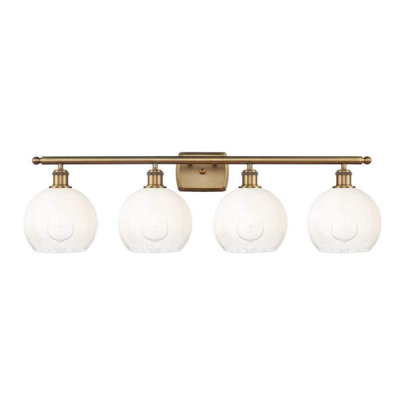 Innovations Lighting Endless Possibilities Ballston - Brookhaven Globe - 4 Light 38" Bath Vanity Light - Brushed Brass/Opal