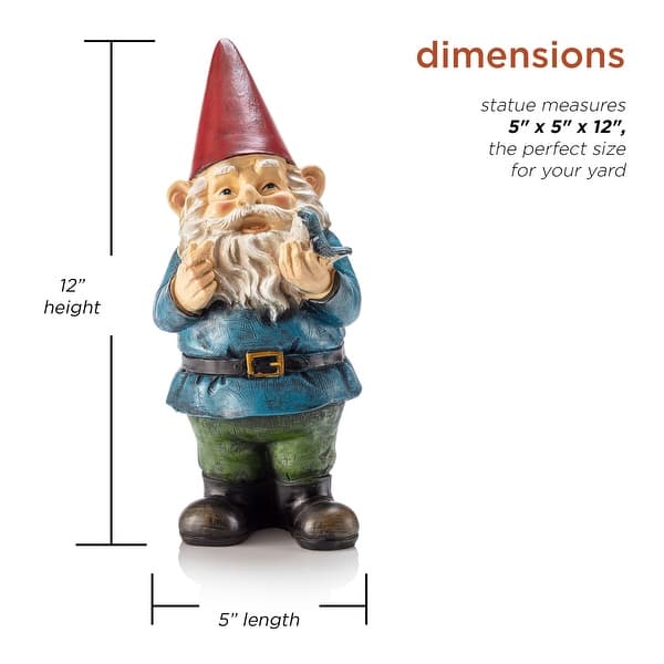 dimension image slide 3 of 11, Gnome Folding Hands Looking Up Garden Statue