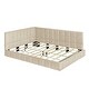 preview thumbnail 5 of 7, Beige Upholstered Sofa Bed Frame Full Size Daybed, Wood Slat Support