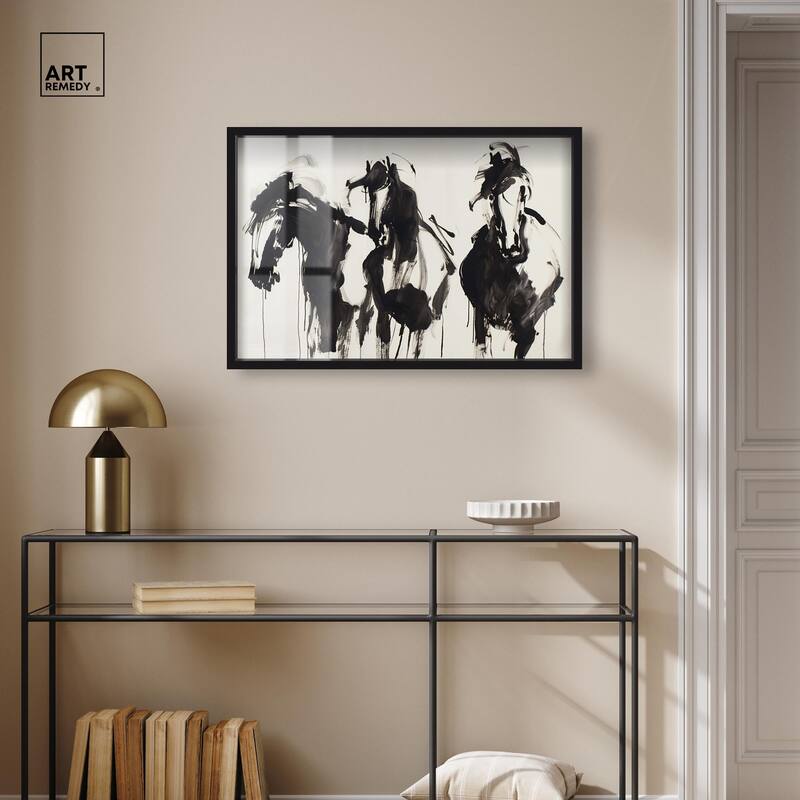 Horses in Ink Shadowbox by Art Remedy