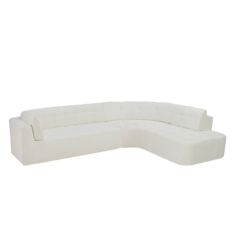 119.3" Curved L-Shaped Chenille Sectional Sofa, No Assembly Required