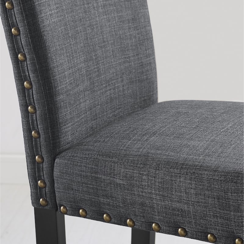 Roundhill Furniture Biony Fabric 29" Bar Stools with Nailhead Trim (Set of 2)