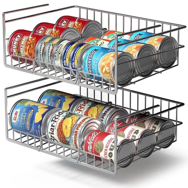 Sorbus Under Cabinet Multipurpose Storage Metal Shelf with Dividers (2-Pack) - 14.75” L x 11” W x 7” H