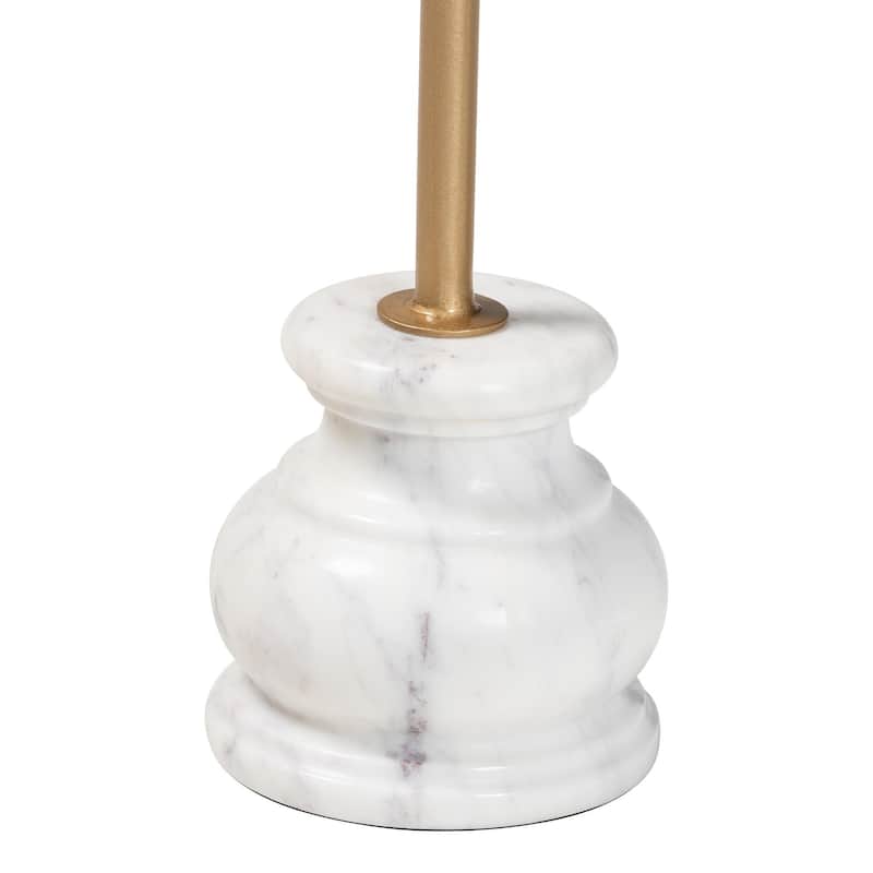 Gezana Drink Table with Marble Base - Compact Pedestal Accent Table with Clover Tray Top for Living Room or Sofa Side