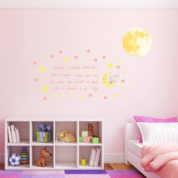 slide 2 of 7, Walplus Little Star Glowing Moon Children Wall Sticker Nursery Decor