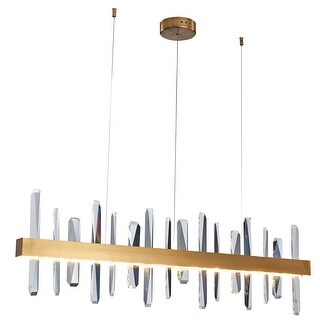 Gold Stainless Steel LED Chandelier With Clear Crystals - Bed Bath ...
