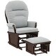 preview thumbnail 25 of 30, Nursery Glider Rocking Chair w/ Ottoman, Thick Padded Cushion Seating Light Gray