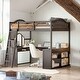 preview thumbnail 9 of 22, Tri-fold Mirror Loft Bed with U-shaped Desk,Storage Cabinets Espresso