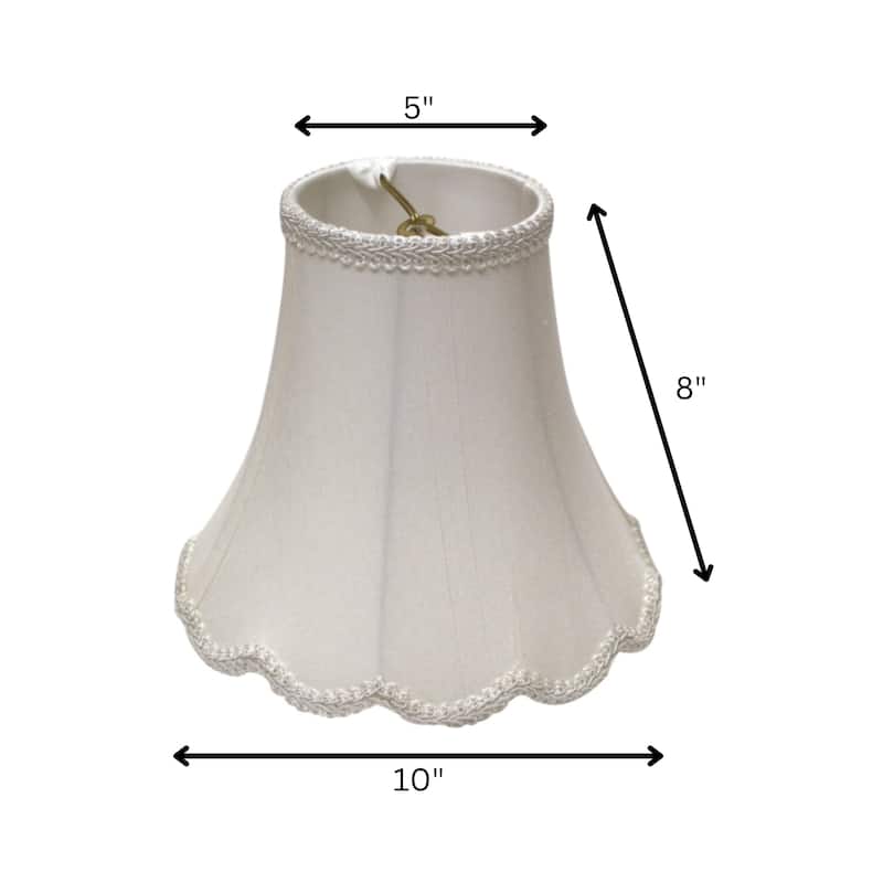 Bell Softback Lampshade with Washer Fitter, White Natural Fabric Lampshade for Table Lamps, 5" Top x 10" Bottom x 8" Height