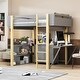 preview thumbnail 18 of 30, Full Size Loft Bed with Built-in Storage Cabinet, Cubes & Foldable Desk, Solid Wood Loft Bed Frame for Kids Teens Adults