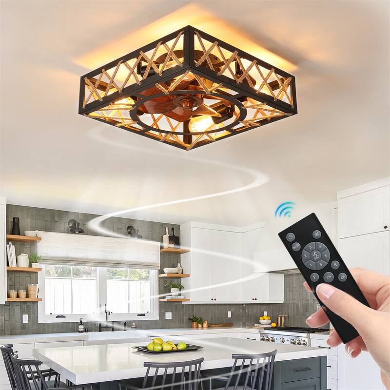 Ceiling Fan with Lights Dimmable LED - Black