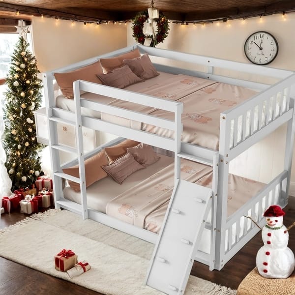 slide 2 of 40, Versatile Playhouse Bunk Bed with Climbing Features,Twin Over Twin White