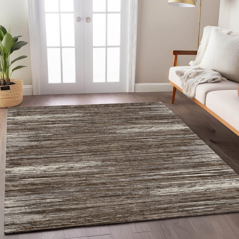 Machine Washable Indoor/ Outdoor Chantille Abstract Stripe Rug