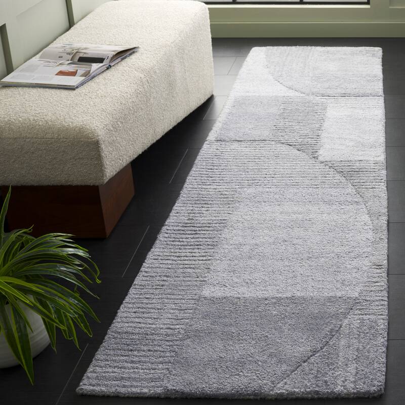 SAFAVIEH Handmade Harvest Valbona Modern Contemporary Wool Rug - 2'3" x 9' Runner - Grey