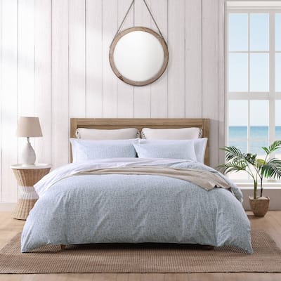 Tommy Bahama Koya Bay Blue Cotton Reversible Duvet Cover Set