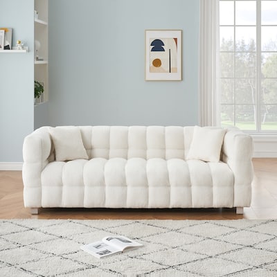 Premium 80-inch Wool Sofa with High-Density Foam Filling and Bonus Cushions