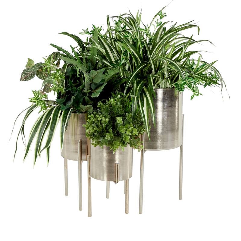 Gold Black White or Silver Iron Glam Contemporary Planter (Set of 3) - S/3 18", 14", 12"H