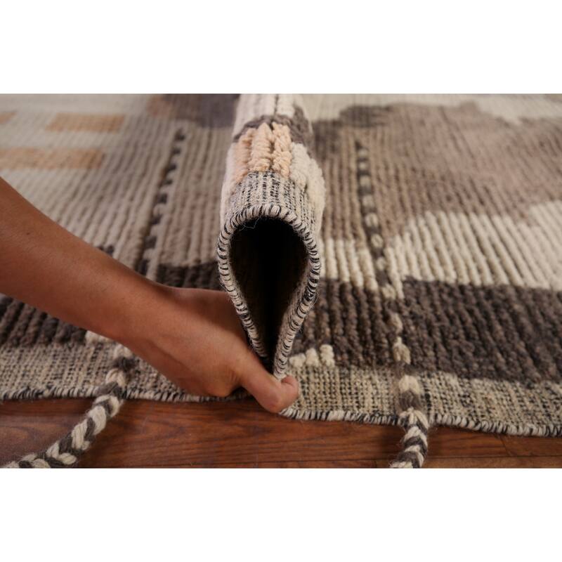 Modern Moroccan Abstract Area Rug Handmade Wool Carpet - 8'10"x 12'7"