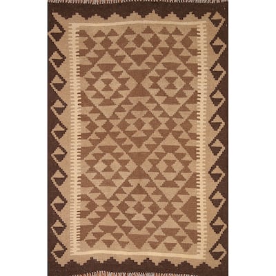 Reversible Kilim Oriental Rug Flat-weave Wool Carpet - 3'3" x 5'2"