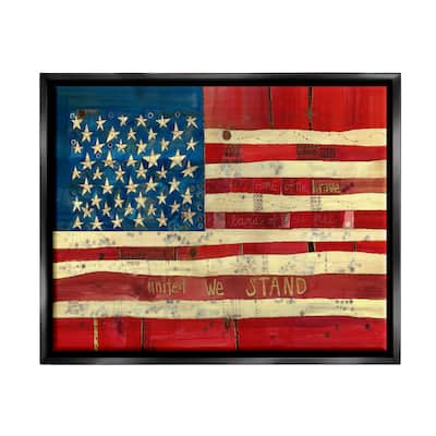 Stupell Industries United We Stand Independence Day Festive American Flag Floater Frame, Design by Stephanie Burgess