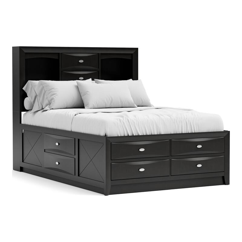 Furniture of America Brent Kids Storage Platform Bed with Drawers and Bookcase Headboard