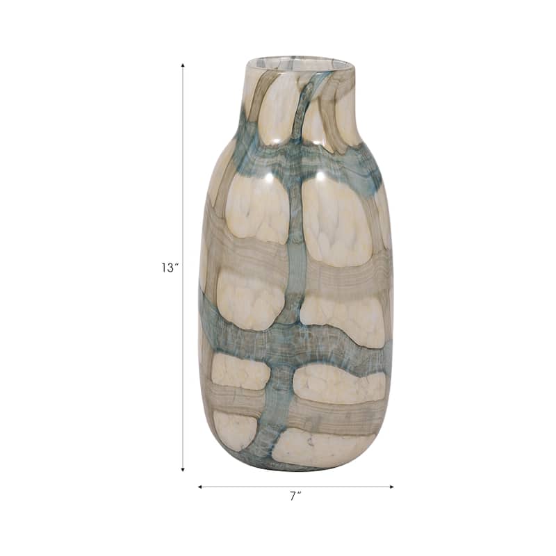 Sagebrook Home Handcrafted Modern Glass Vase - Blue & Tan