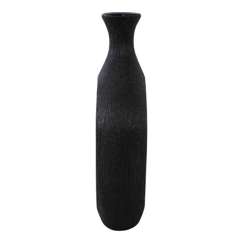 Modern Ceramic Textured Oval Cut-Out Vase - Home Decor - 13"