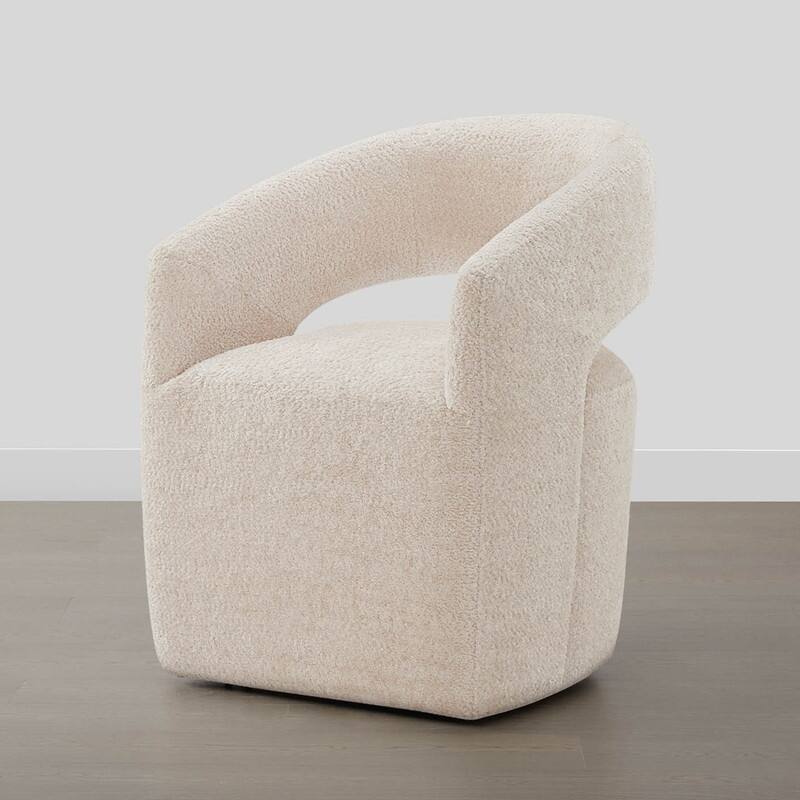 Spruce & Spring Modern Barrel Dining Chair with Casters Rolling Accent Chair