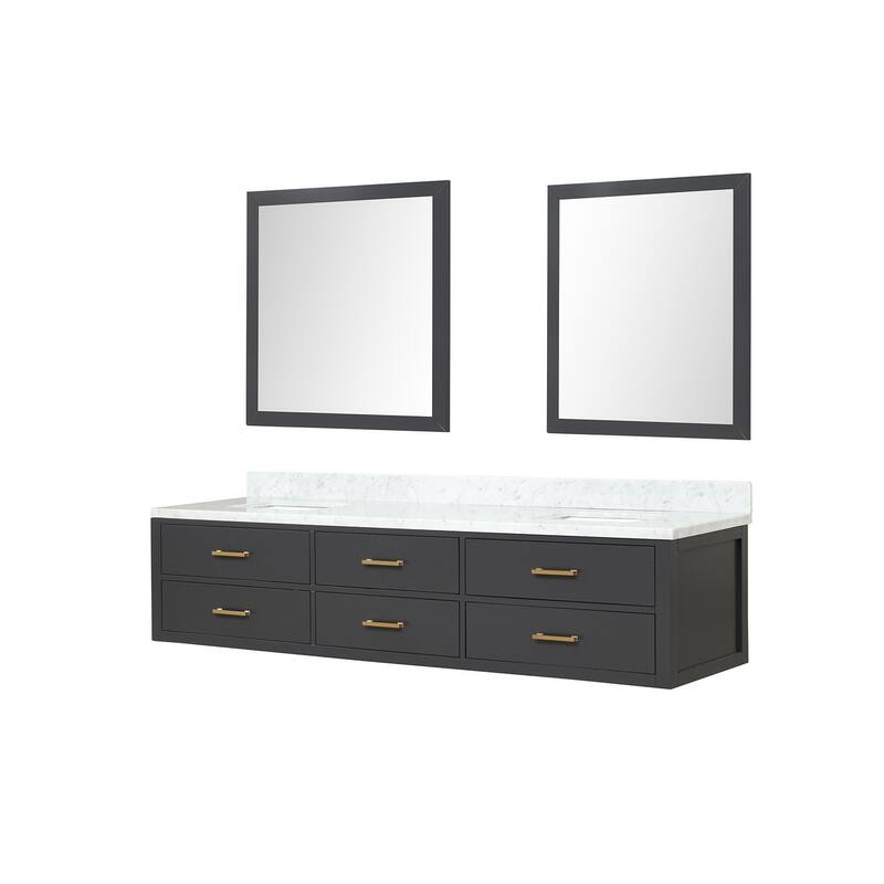 Lexora Castor Double Bath Vanity, Carrara Marble Top, and Mirrors
